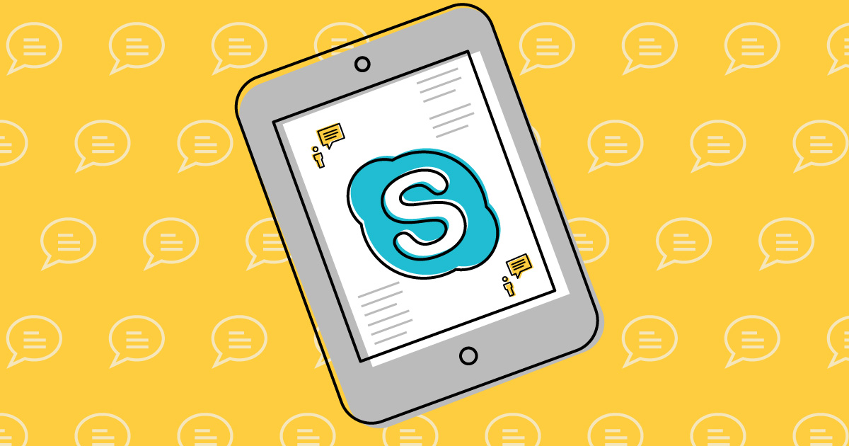 Tablet with the Skype logo.