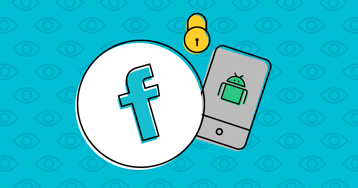 Facebook logo and Android phone are locked together.