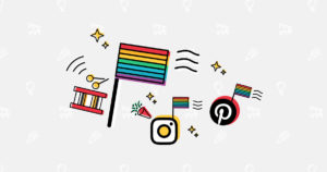 social media icons with Pride flag