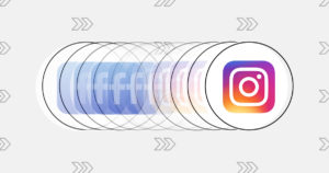banner with Facebook logo transforming into instagram logo