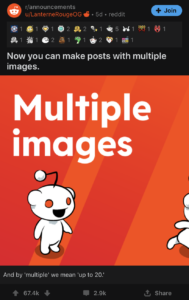 screenshot of reddit post featuring image carousel