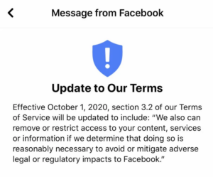 facebook updates terms of service on october 1 2020