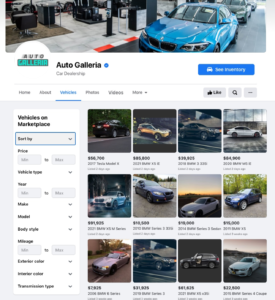 screenshot of facebook auto tab price page
