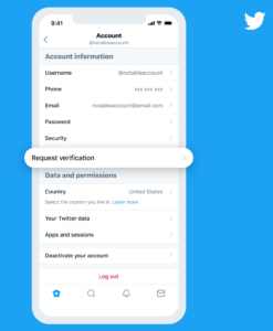 image of twitter option to request verification on the app