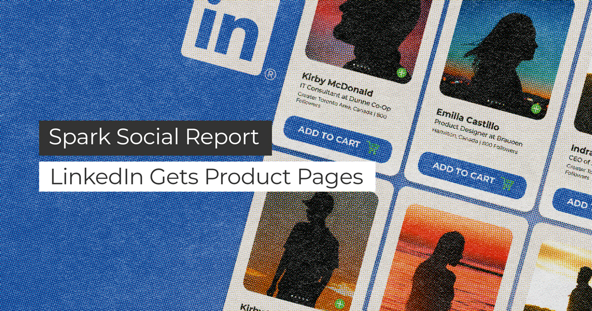 image of linkedin search results and title spark social report linkedin gets product pages