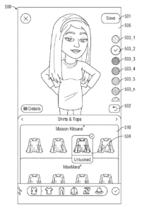 screenshot of snapchat patent featuring bitmoji