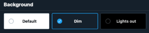 screenshot of new twitter dim and dark mode settings