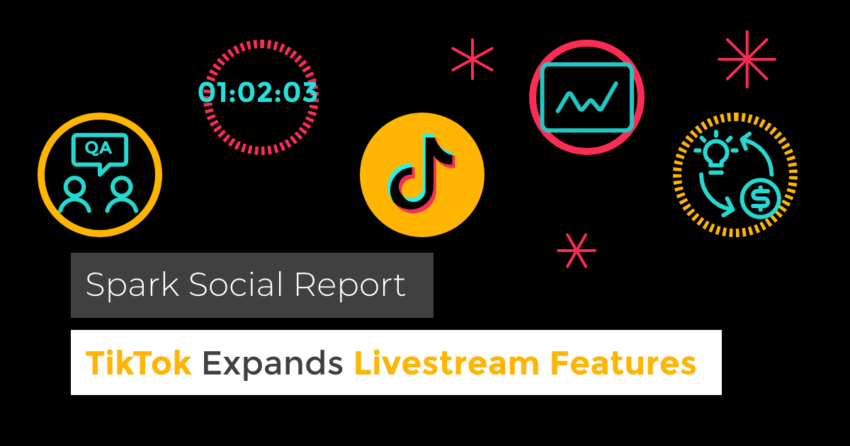 banner featuring tiktok with circles with title Spark Social Report TikTok Expands Livestream Features