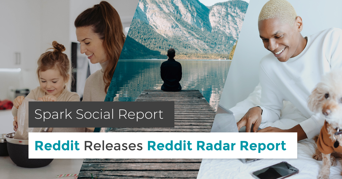 banner featuring illustration of people smiling with title spark social report reddit releases reddit radar report