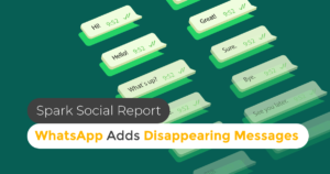 banner featuring illustration of messages and title Spark Social Report WhatsApp Adds Disappearing Messages