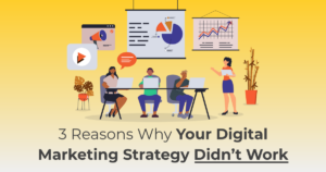 article banner with illustrated individuals sitting at a desk and article title "3 reasons why your digital marketing strategy didn't work"