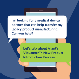 a viant ad of a texting mockup to promote Vian'ts ViaLaunch.