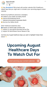 screenshot of Spark Growth linkedin organic social media posts targeting healthcare marketers